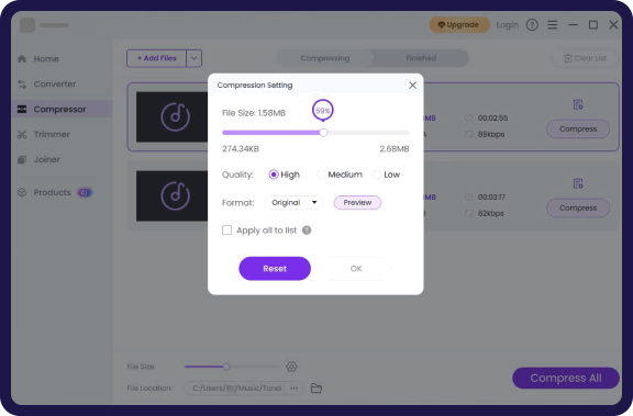 Adjust Compression Settings